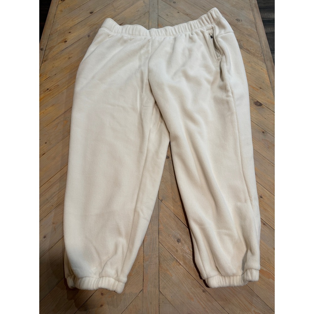 Tek Gear Womens Mid-Rise Fleece Joggers Cream White Size 2X WT5FA555PS NEW